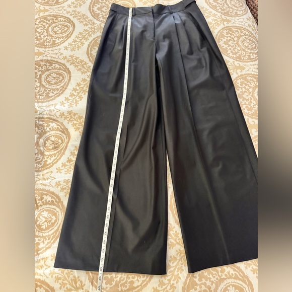 MINT COND ZARA WIDE LEG PLEATED BLACK TROUSERS SIZE LARGE WITH ADJUSTABLE WAIST - Picture 4 of 9